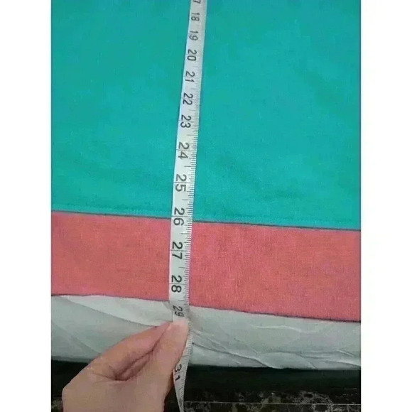 Lands End Serious Sweats Sweatshirt SZ Large Teal Colorblock Print Fall Top - Picture 5 of 5